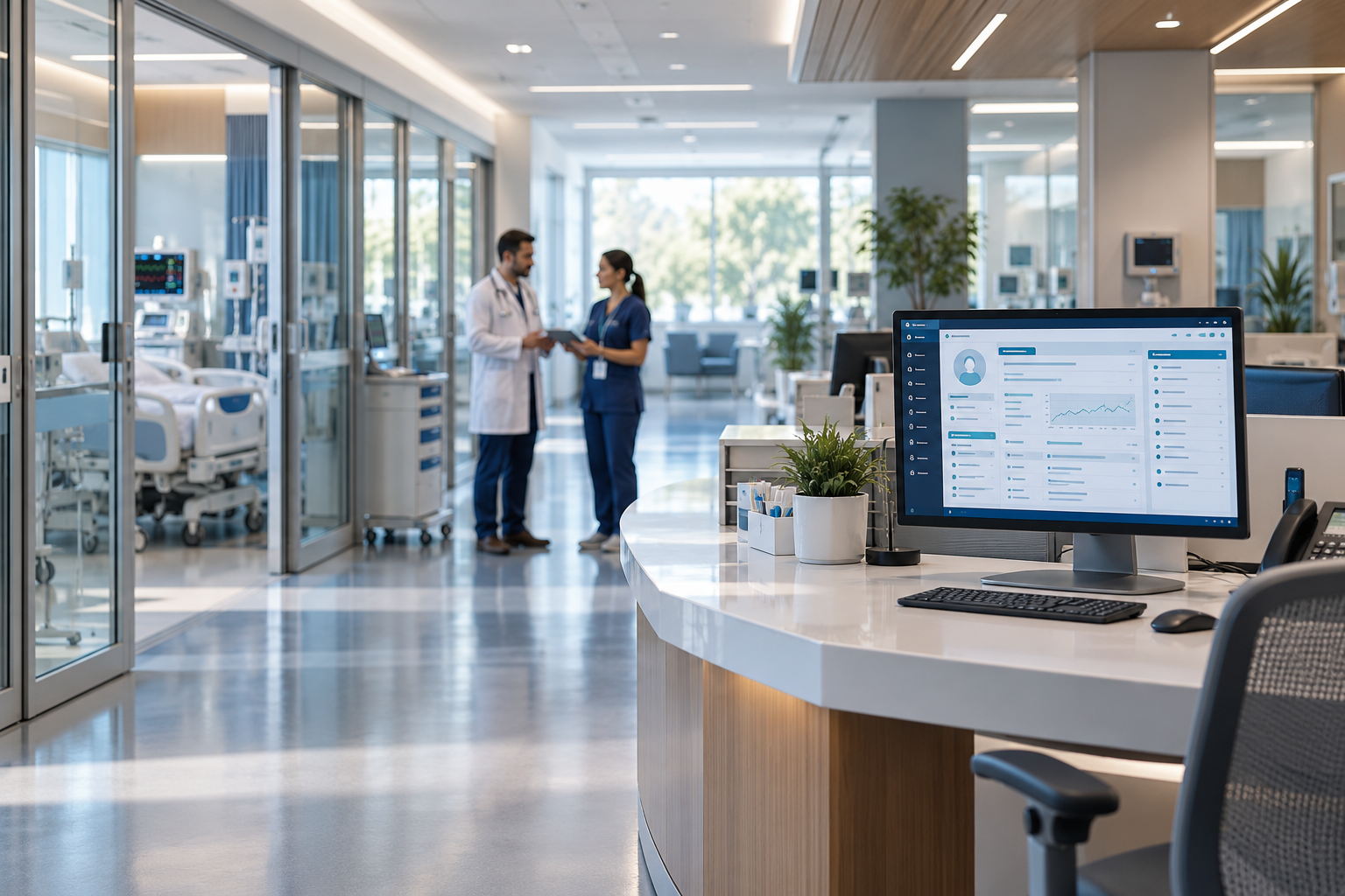 Gestão hospitalar e prontuário digital — imagem conceitual